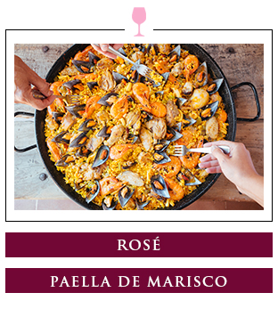 Paella de Marisco paired with Ty Caton Rose of Syrah