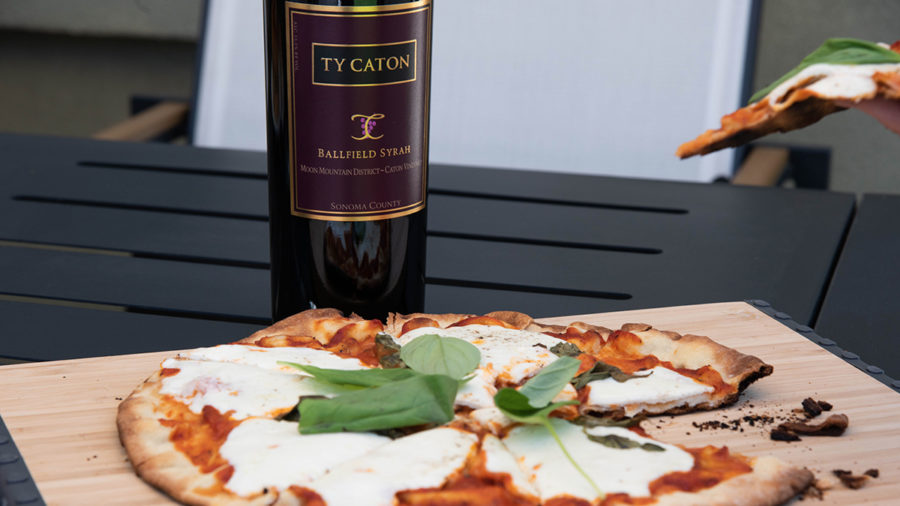 Ty Caton Estate Ballfield Syrah and Grilled Pizza