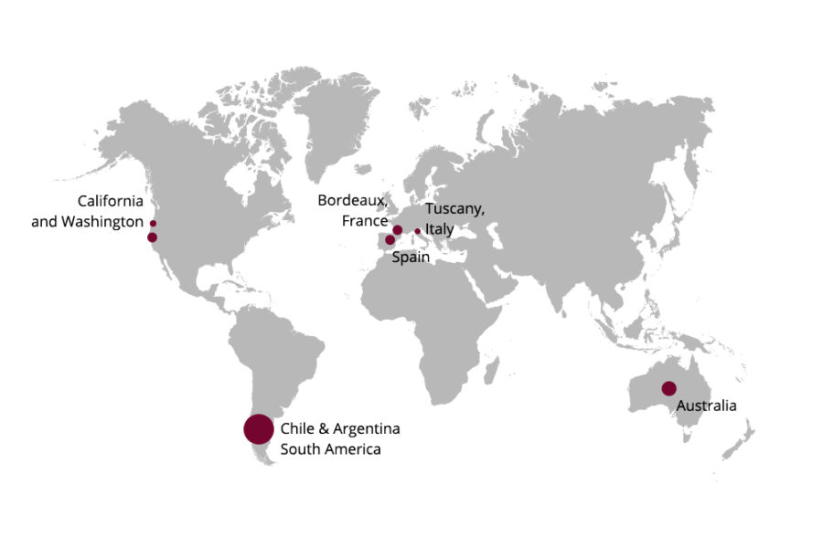 The Map of Where Petit Verdot is Grown Around the World