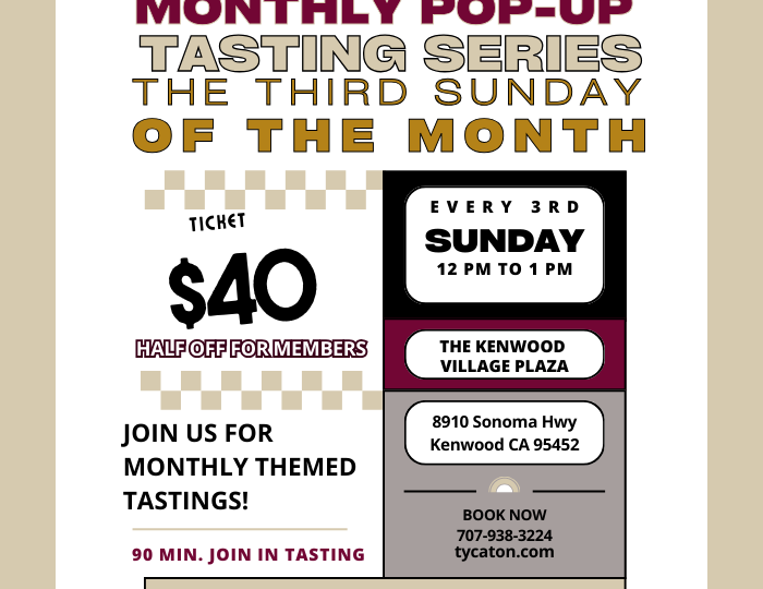 Monthly Pop-Up Tasting Series | Third Sunday of the Month.