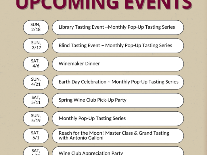 2024 Ty Caton Vineyards Event Calendar January- June 2024.